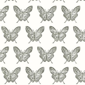 (small scale) Butterflies - Block Print Butterfly - olive - LAD23