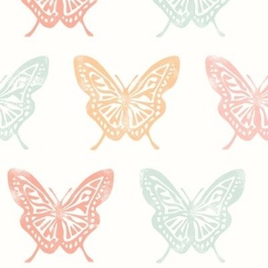 Butterflies - Block Print Butterfly - multi spring - LAD23