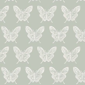 (small scale) Butterflies - Block Print Butterfly - sage - LAD23