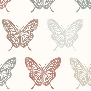 Butterflies - Block Print Butterfly - multi natural - LAD23