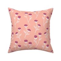 Simple flowers in coral background 