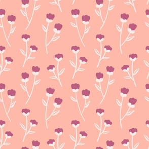 Simple flowers in coral background 