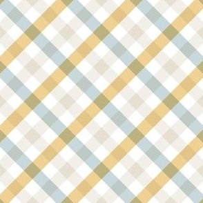 Gingham Taupe Blue Ochre