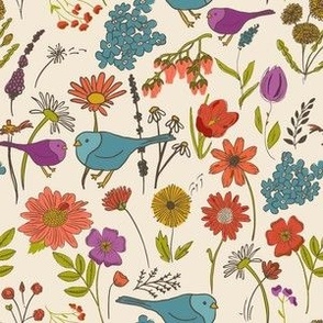 wildflowers with birds