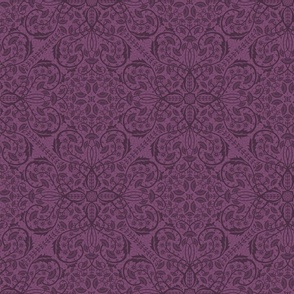 Dark and monochrome classical floral pattern on dark purple 