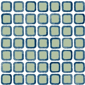 Square Circles Celadon Green on White large Scale