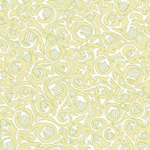 Secret Animals in Toile Vines - light yellow  - small 