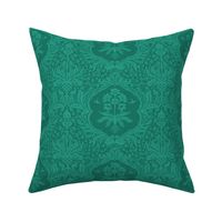 Whimsical Jewel-toned Damask Bunnies - dark teal 