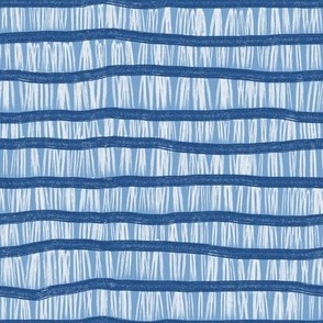 Bluegrass Blue and White Coastal Textured Abstract Stripes
