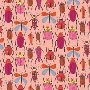  Doodle BUGS - coral background 