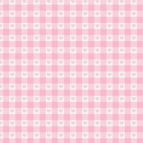 Pink Gingham Hearts Small Scale 1/4 inch