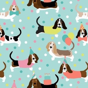 Party Basset Hound Dogs Blue