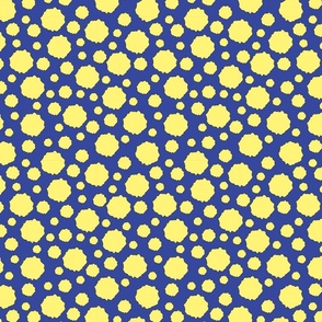 Funky yellow polka dot circles on blue background