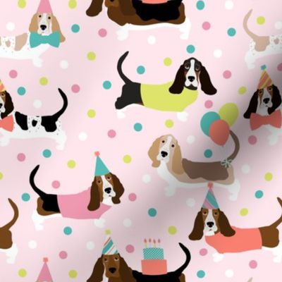 Party Basset Hound Dogs Pink
