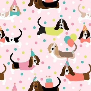 Party Basset Hound Dogs Pink