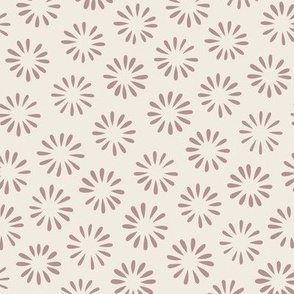 Smal Handdrawn Flowers | Creamy White, Dusty Rose Pink | Floral