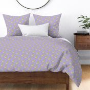 Sleepy lion - retro groovy lions in nineties style wild animals  lime green on lilac purple