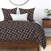 Sleepy lion - retro groovy lions in nineties style wild animals neutral brown beige on charcoal gray night