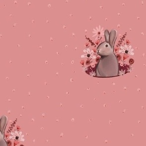 Monochromatic Bunny Ditsy Dots with Flowers - medium scale 