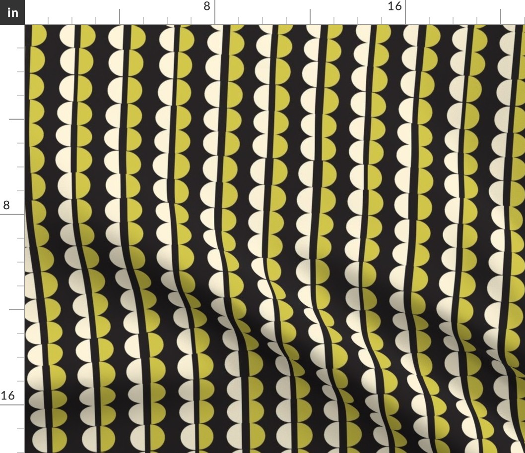 Popcorn Strings (Vertical Lime & Cream on Black) || cut paper garland stripes