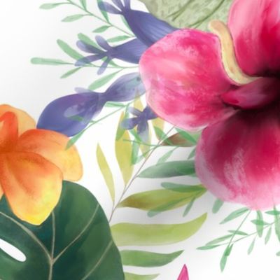 Tropical watercolor  flowers 