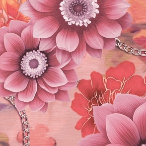 Decorative Floral Vintage Tapestry Design Pink And Coral