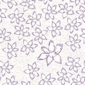 Darker purple sketchy flowers on off-white