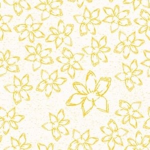 Yellow sketchy flowers on off-white