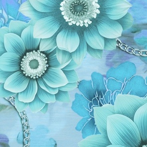 Decorative Floral Vintage Tapestry Design Turquoise Teal