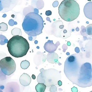 Blue  Green Watercolor Dots Confetti Pattern
