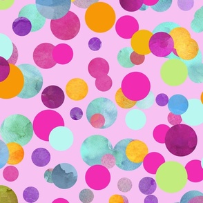 Confetti Fun Colorful Festive Watercolor Pattern On Pink