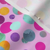 Confetti Fun Colorful Festive Watercolor Pattern On Pink Smaller Scale