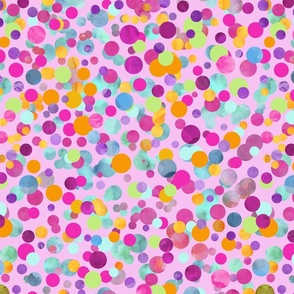 Confetti Fun Colorful Festive Watercolor Pattern On Pink Smaller Scale