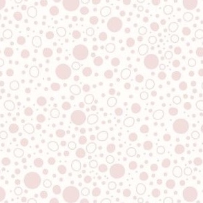 Carnation pink polka dots on off-white background