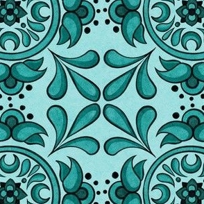 Turquoise Blue Antic Tile Circles Ornament