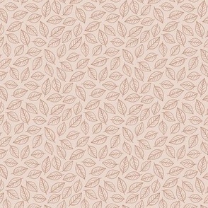 Simple  brown leaves contours on dusty pink
