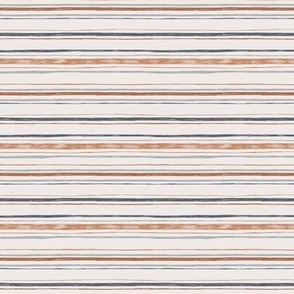 Brown and slate grey stripes on cream | Irregular hand drawn stripes | small