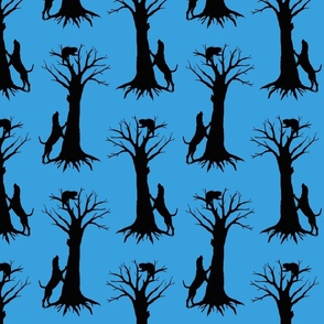 Treeing 8x8 black on blue