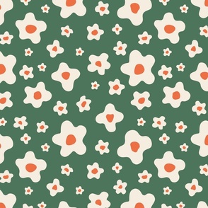 Little Blossom - 2484 medium // retro green and orange