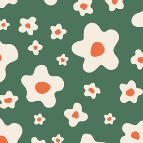 Little Blossom -2484 large // retro green and orange