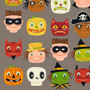 I spy a disguise ~ Halloween faces (on warm grey)