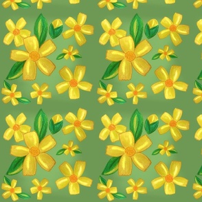 Yellow flowers on green