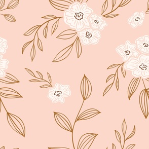 Fall Floral - Pale Pink_24x24