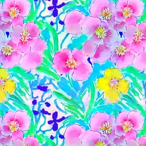 Preppy colors forget me nots and blue and white chinoiserie