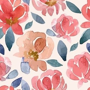 Watercolor Peony Florals - Pink