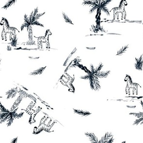 Zebra watercolor palm tree animal safari print, monochrome, black gray and white, grayscale, outdoor boys print