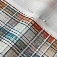 abstract plaid red green cream