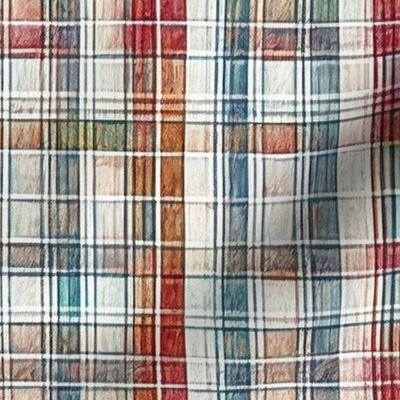 abstract plaid red green cream