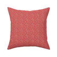 White Polka Dots on Bright Red Background  1/6 inch