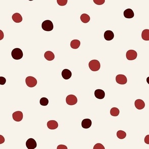 Confetti Polka Dot christmas red on cream background 9in, Tree Trimming Collection